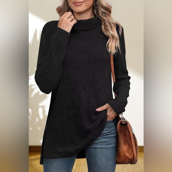 Gentle Slope High Low Thick Turtleneck Sweater - Picture 3 of 4